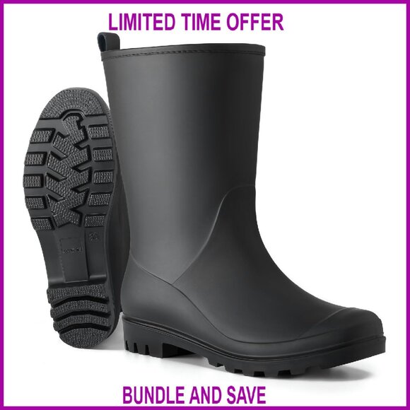 Shoes - Women's Mid Calf Rain Boots Waterproof Garden Rubber EU 39